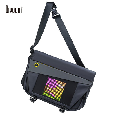Smart Tech Shopping travel bag Black Divoom Sling Bag-V: Customizable Pixel Art Messenger Bag - Fashionable and Waterproof Outdoor Sport Companion