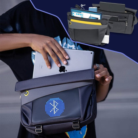 Smart Tech Shopping travel bag Black Divoom Sling Bag-V: Customizable Pixel Art Messenger Bag - Fashionable and Waterproof Outdoor Sport Companion