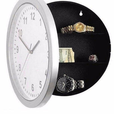 Smart Tech Shopping watches White Hidden Safe Wall Clock: Secure Storage Box for Money, Jewelry, and Valuables