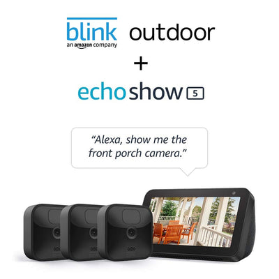smarttechshopping 3 Camera Kit / with Echo Show 5 Blink Outdoor - wireless, weather-resistant HD security camera, two-year battery life, motion detection, set up in minutes – 3 camera kit 3 Camera Kit Blink Outdoor