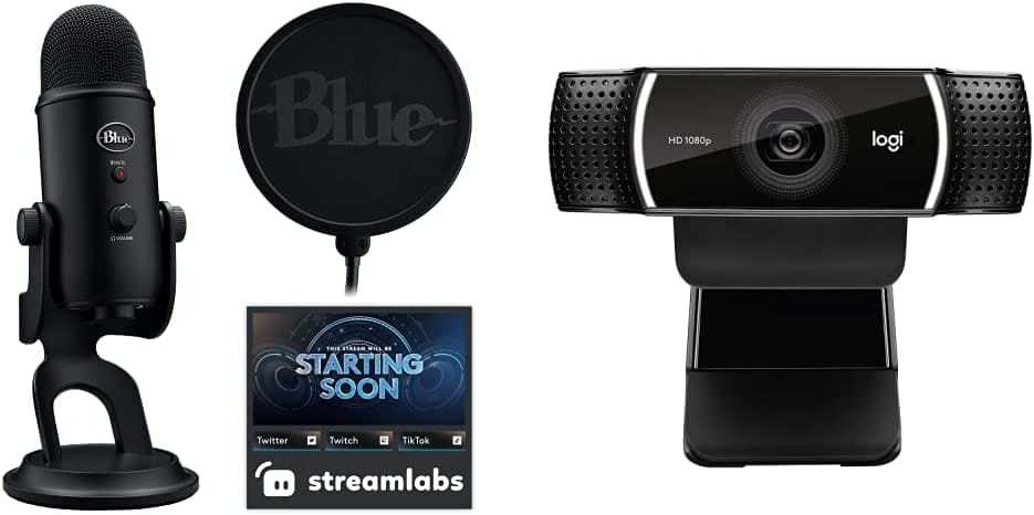 SmartTechShopping Accessories Logitech Blue Yeti Game Streaming Kit with Yeti USB Gaming Mic,Blue VO!CE Software,Exclusive Streamlabs Themes Custom Blue Pop Filte  with Full1080p HD Camera