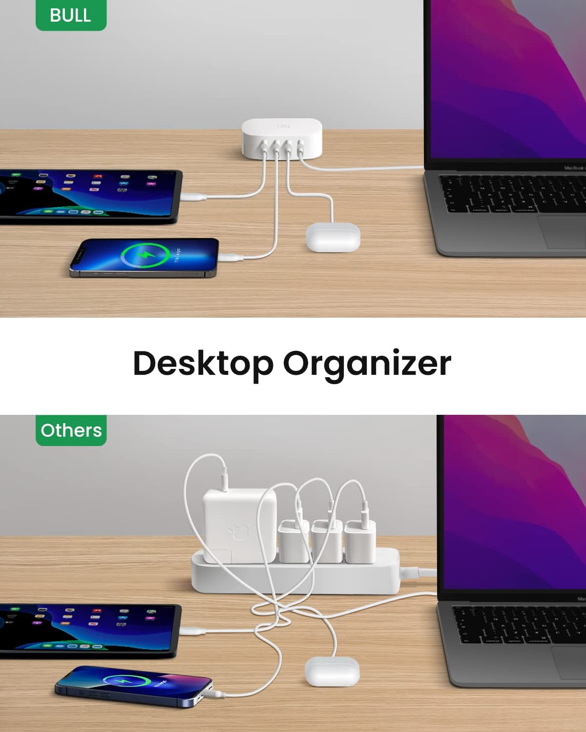 SmartTechShopping Charging Pad BULL USB Charging Station 4 in 1 USB Charger with 6ft Extension Cord for Apple iPhone, Samsung, Tablet