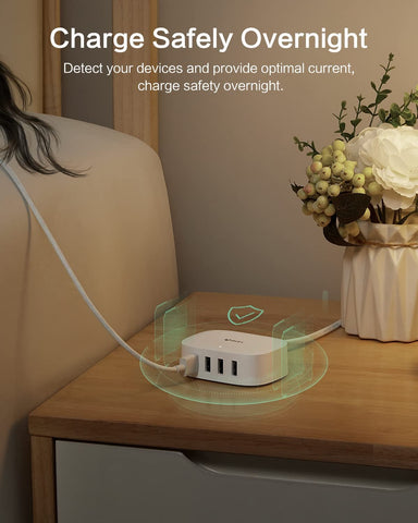 SmartTechShopping Charging Pad BULL USB Charging Station 4 in 1 USB Charger with 6ft Extension Cord for Apple iPhone, Samsung, Tablet