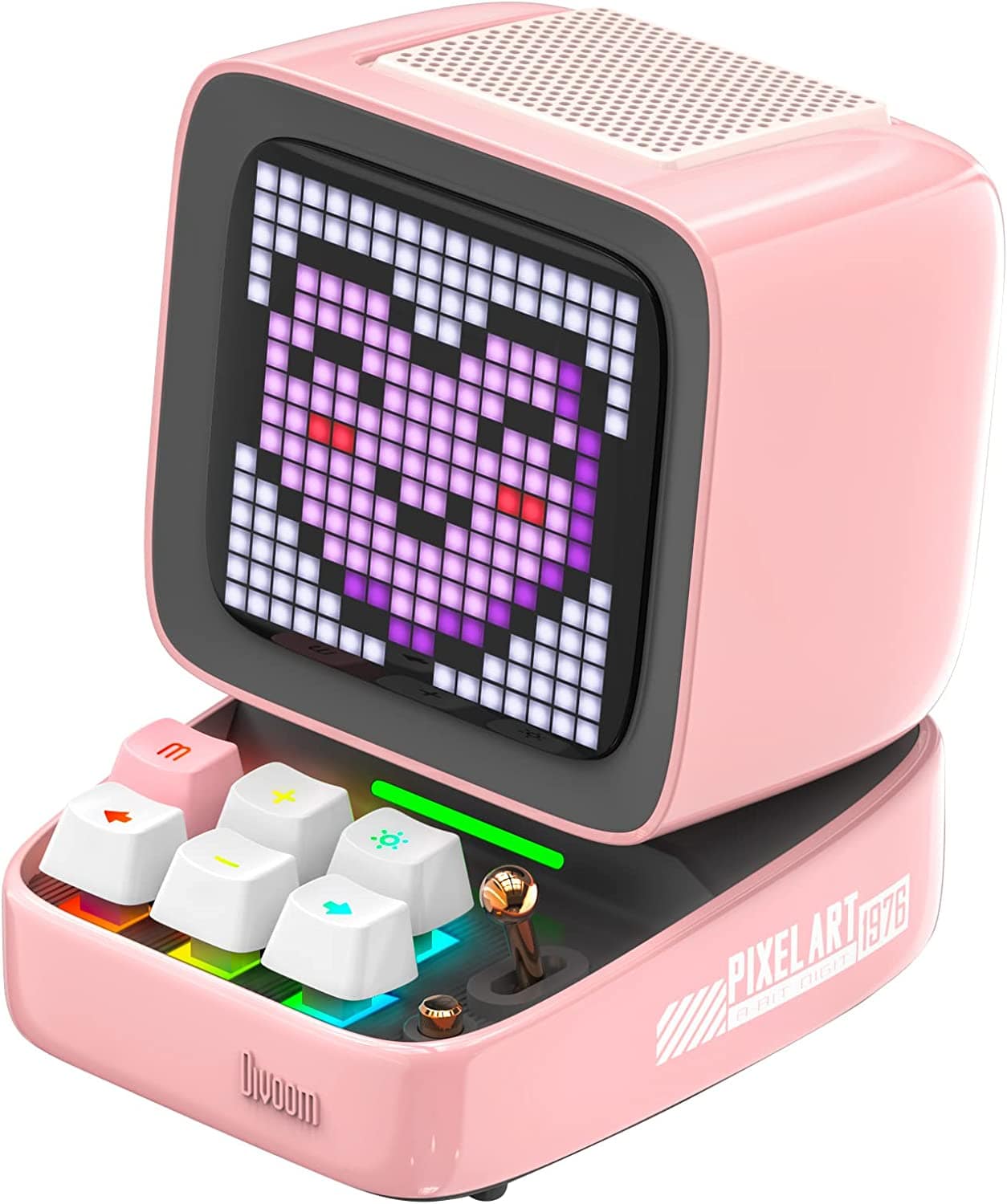 SmartTechShopping Electronics Divoom Ditoo Retro Pixel Art Game Bluetooth Speaker - App-Controlled LED Screen (Pink)