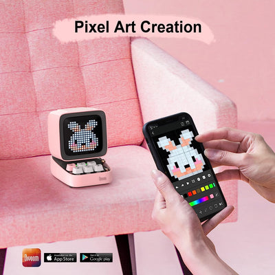 SmartTechShopping Electronics Divoom Ditoo Retro Pixel Art Game Bluetooth Speaker - App-Controlled LED Screen (Pink)