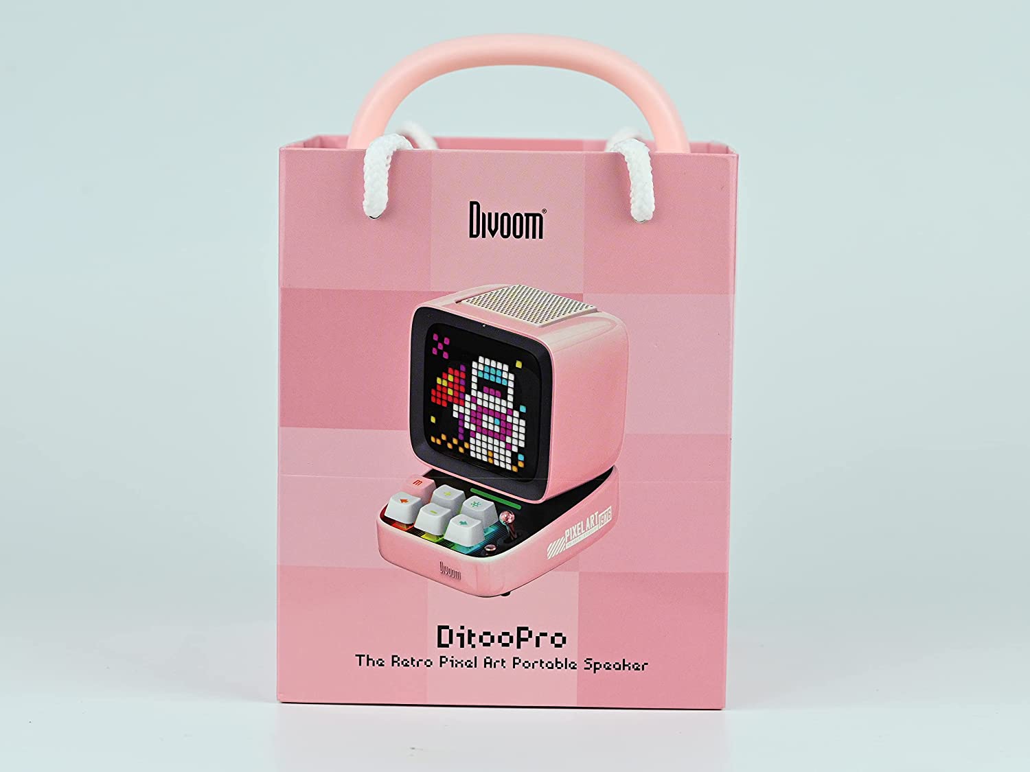 SmartTechShopping Electronics Divoom Ditoo Retro Pixel Art Game Bluetooth Speaker - App-Controlled LED Screen (Pink)