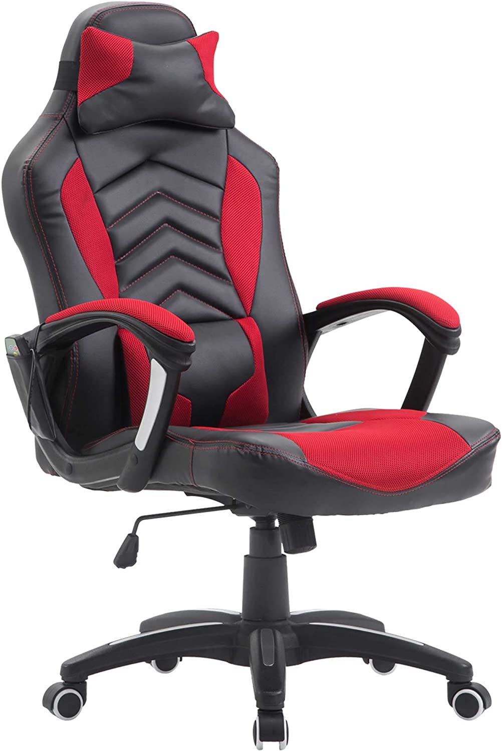SmartTechShopping Gaming chair Red Best Gaming Chair with Heat and Massage - HOMCOM 6 Vibrating Point Massage Computer Gaming Chair with 5 Modes