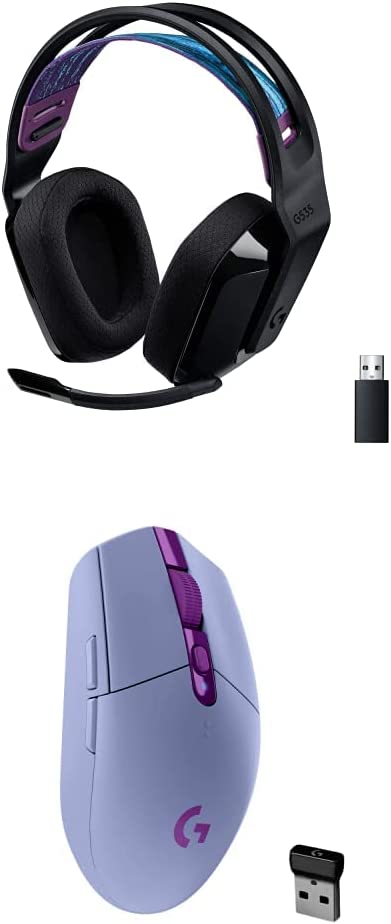 SmartTechShopping Gaming Headphones Black / Wireless / Headset + G305 Lilac Logitech G535 LIGHTSPEED Wireless, Gaming On-Ear Headset