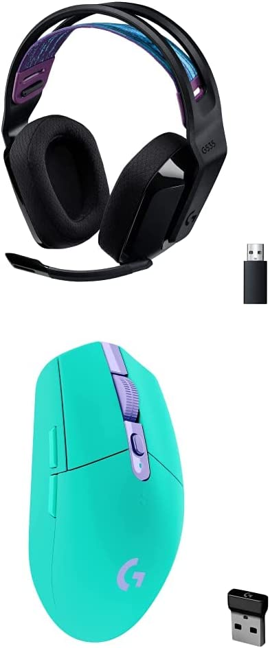 SmartTechShopping Gaming Headphones Black / Wireless / Headset + G305 Mint Logitech G535 LIGHTSPEED Wireless, Gaming On-Ear Headset