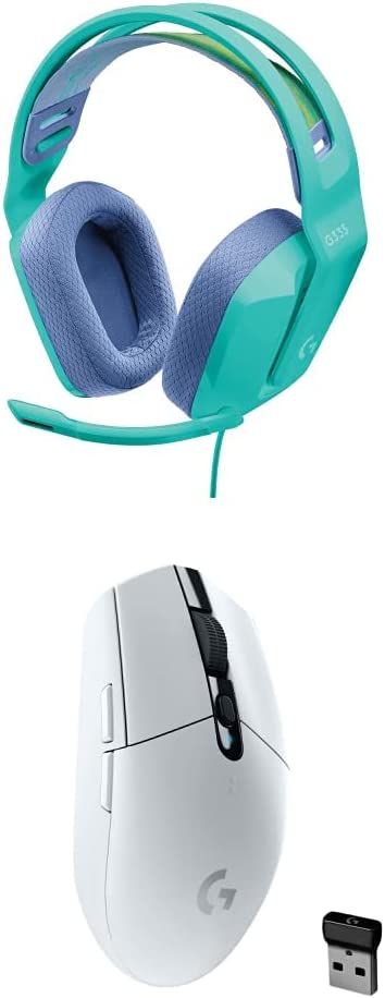 SmartTechShopping Gaming Headphones Green / Wired / Headset + G305 White Logitech G535 LIGHTSPEED Wireless, Gaming On-Ear Headset