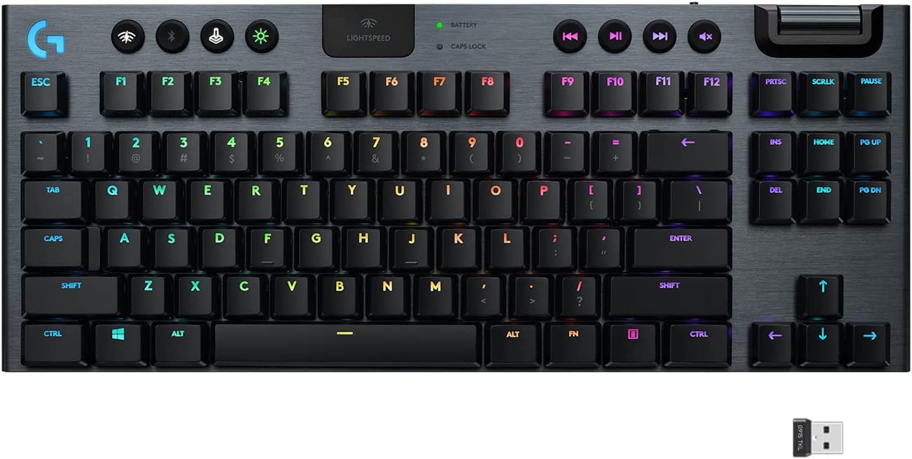 SmartTechShopping Gaming keyboard TKL / G915 TKL / Tactile Logitech G915 LIGHTSPEED RGB Mechanical Gaming Keyboard, Low Profile GL Tactile Key Switch, LIGHTSYNC RGB