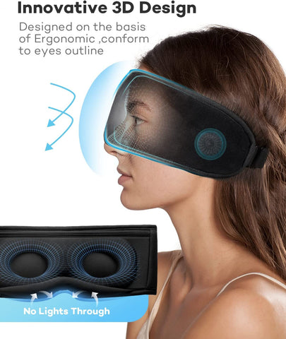 SmartTechShopping Headphone Sleep Headphones, Wireless Bluetooth Music Eye Mask, Ezona 3D Light