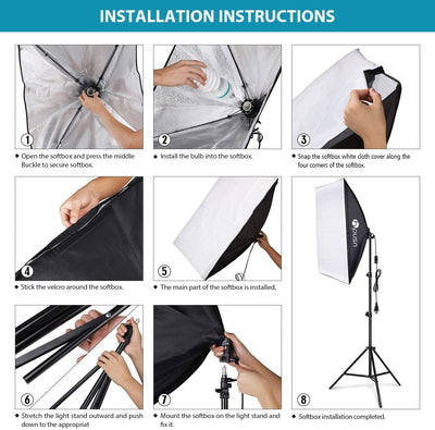 smarttechshopping HPUSN Softbox Lighting Kit:Video Softbox-Professional Studio Photography Equipment for Portrait Product Fashion Photography Four Corner Softbox Kit