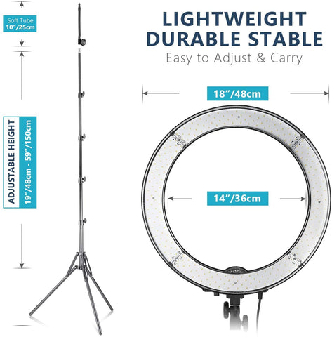 smarttechshopping Neewer Ring Light Kit: 18"/48cm Outer Dimmable LED Ring Light with Light Stand and Carrying Bag - Ultimate Lighting Solution for Photography and Videography