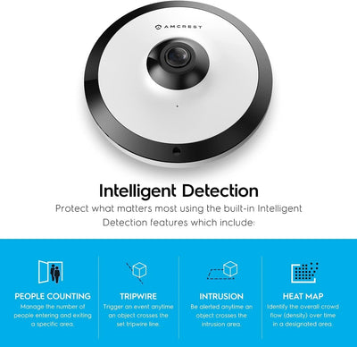 SmartTechShopping security camera Amcrest Fisheye IP POE Camera, 360° Panoramic 5-Megapixel POE IP Camera with 33ft Night Vision