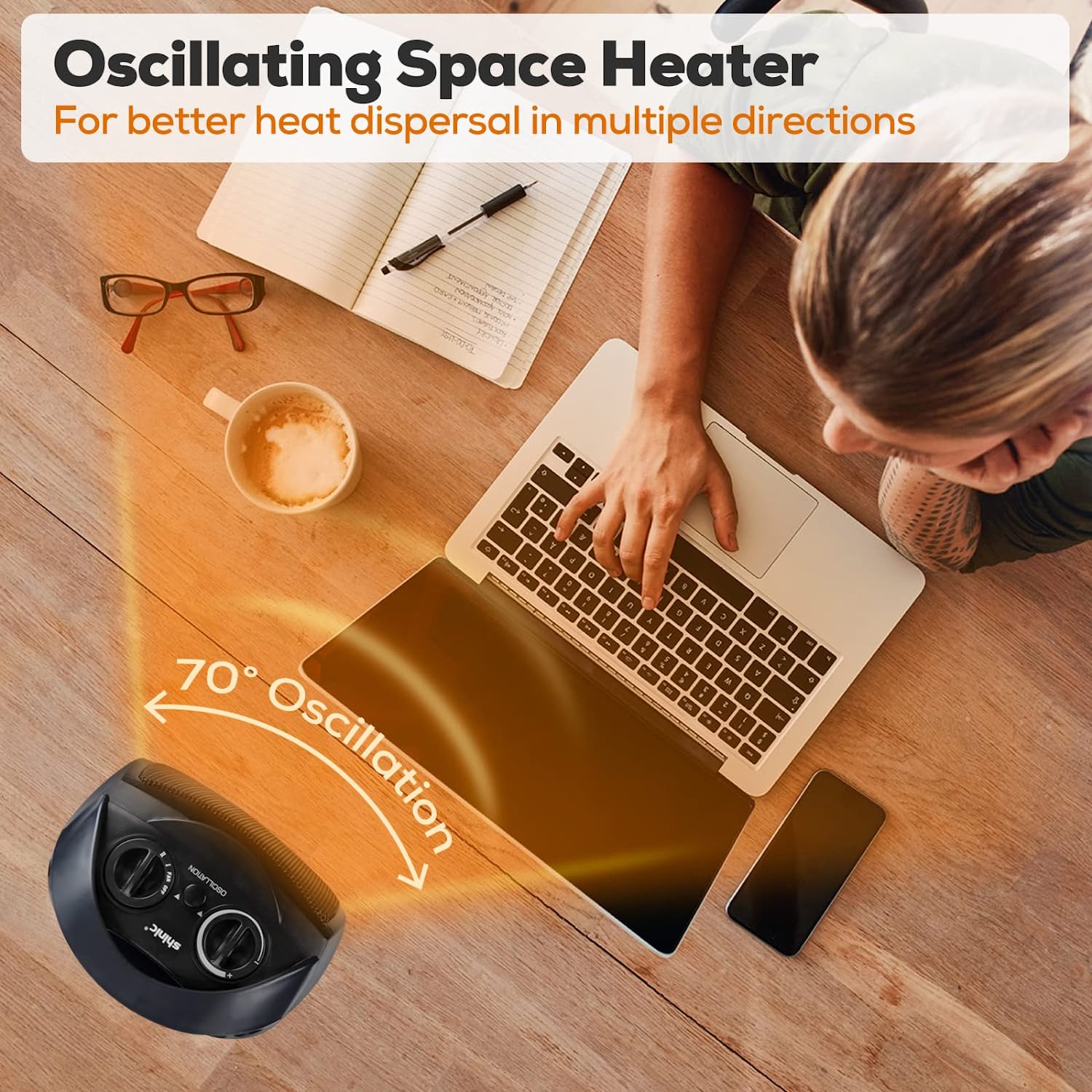 SmartTechShopping space heater Oscillating Space Heater with Thermostat 1500W Electric Portable Space Heater Auto shut off