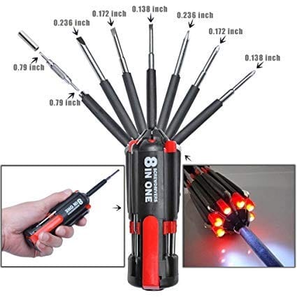 SmartTechShopping Tool Point 8 in 1 Aluminum Screwdriver Tool Kit with 6 LED Light