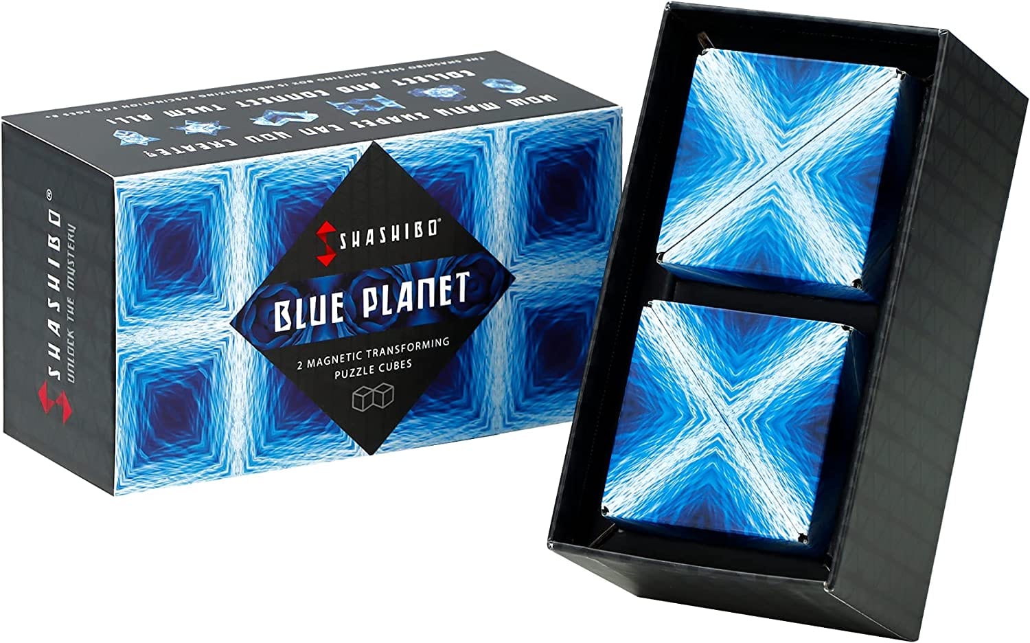 SmartTechShopping toys Blue Planet / 2 SHASHIBO Shape Shifting Box: Award-Winning Fidget Cube with 36 Rare Earth Magnets