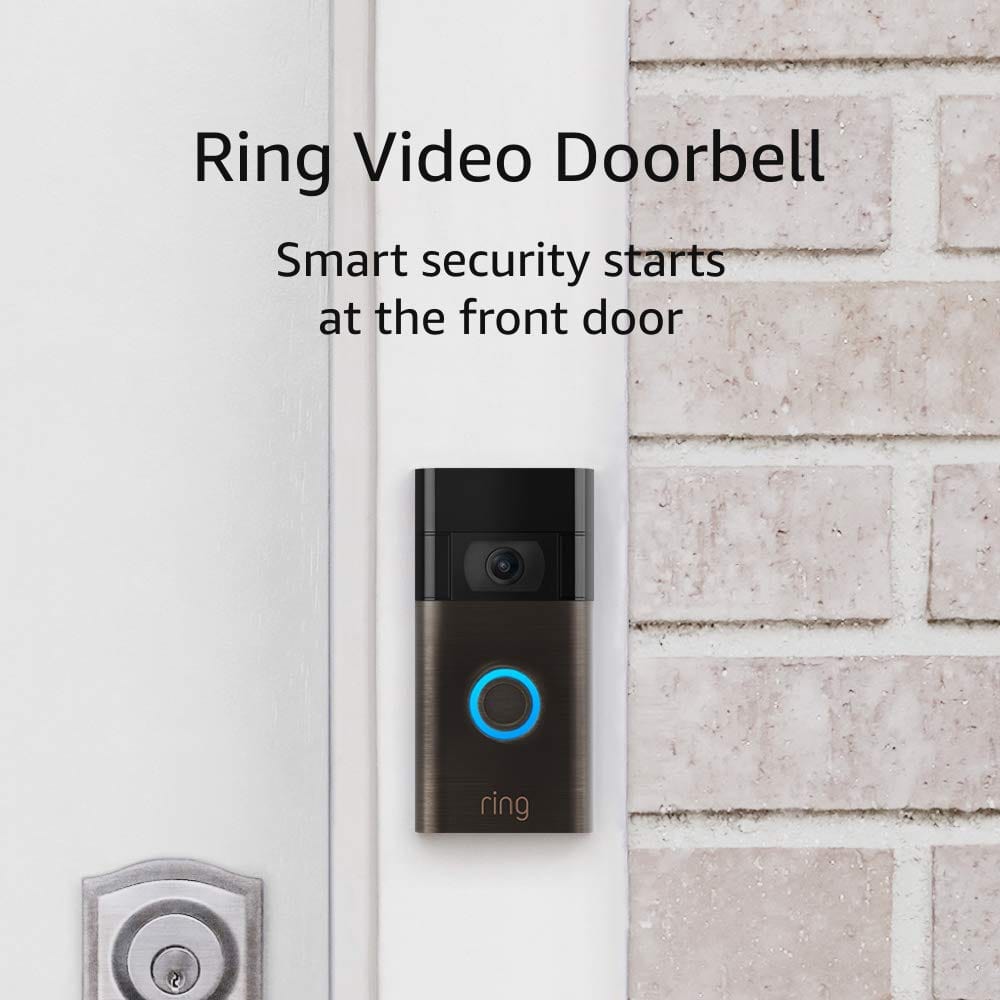 smarttechshopping Venetian Bronze / Doorbell only Ring Video Doorbell - 1080p HD video, improved motion detection, easy installation – Satin Nickel Satin Nickel with $10 Echo Show 5