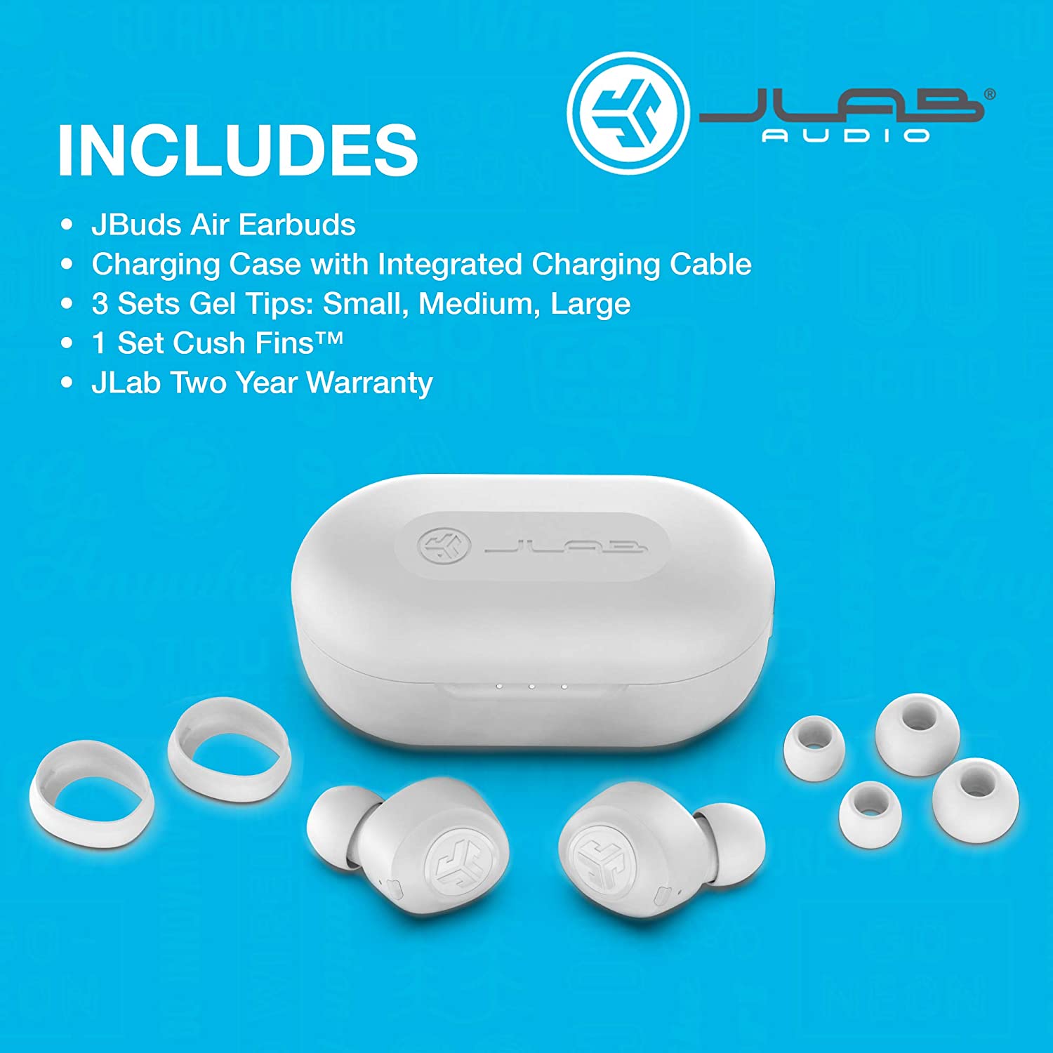 SmartTechShopping Wireless Earbuds JLab JBuds Air True Wireless Signature Bluetooth Earbuds with Charging Case White Bluetooth 5.0