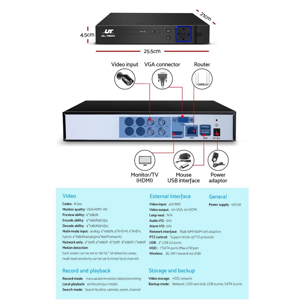 UL-TECH Brand > UL Tech UL Tech 1080P 4 Channel HDMI CCTV Security Camera