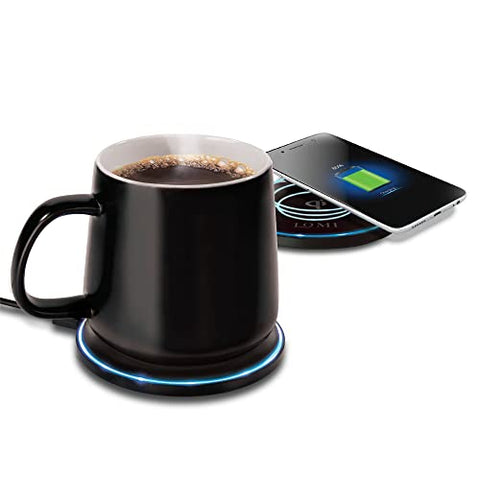 Lomi 2 in 1 Smart Mug Warmer and Qi Wireless Charger to Keep Coffee, Tea or Other Hot Beverages Warm