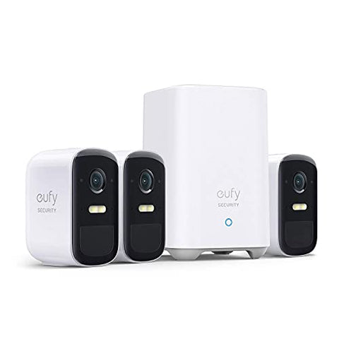 eufy Security, eufyCam 2C Pro 3-Cam Kit, Wireless Home Security System with 2K Resolution, 180-Day Battery Life, HomeKit Compatibility, IP67, Night Vision, and No Monthly Fee. (Renewed)