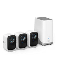 eufy Security S300 eufyCam 3C 3-Cam Kit Security Camera Outdoor Wireless, 4K Camera, Expandable Local Storage Up To 16TB, Face Recognition AI, Spotlight, Color Night Vision, No Monthly Fee