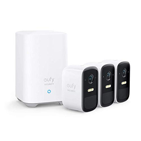 eufy Security, eufyCam 2C 3-Cam Kit, Wireless Home Security System with 180-Day Battery Life, 1080p HD, IP67, Night Vision, No Monthly Fee (Renewed)