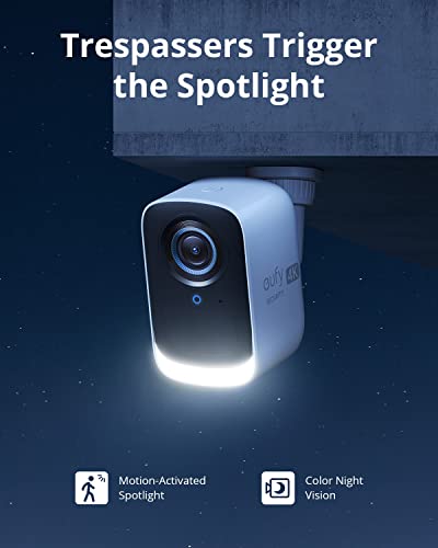 eufy Security eufyCam 3C Add-on Camera, Security Camera Outdoor Wireless, 4K Camera with Expandable Local Storage, Face Recognition AI, Spotlight, 2.4 GHz Wi-Fi,No Monthly Fee, Requires HomeBase 3