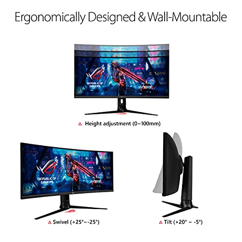 ASUS ROG Strix 34” Gaming Monitor 180Hz Compatible DisplayHDR 400 USB-C DisplayPort HDMI Black