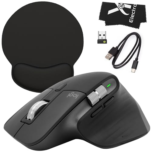 Logitech MX Master 3S Wireless Mouse with Black Mousepad and Microfiber Cloth - Logitech MX Master 3 S Mouse for Mac OS Windows Chrome Linux - 8000 DPI, 90% Faster Scrolling, Quiet Clicks (Graphite)