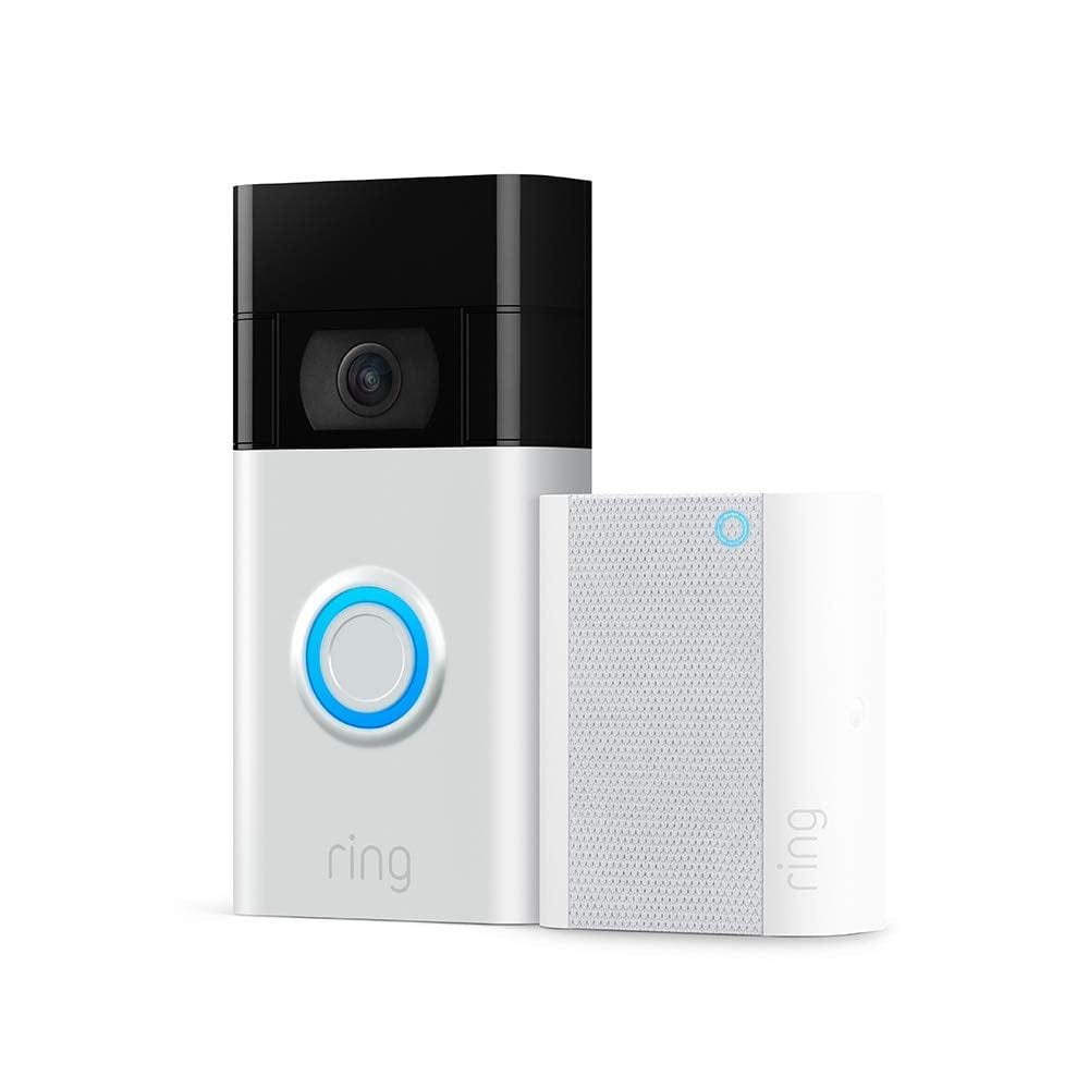 Ring Video Doorbell - 1080p HD video, improved motion detection, easy installation – Satin Nickel Satin Nickel with $10 Echo Show 5 - Smart Tech Shopping