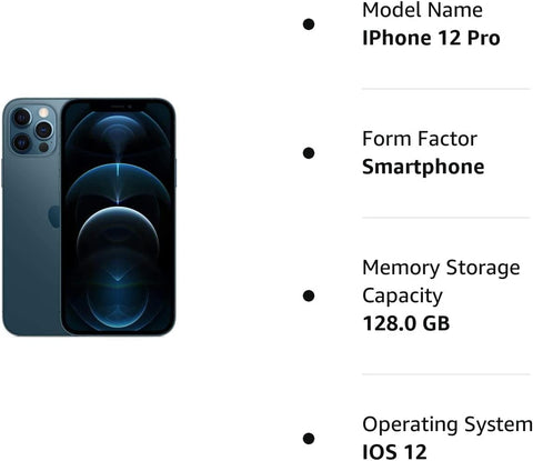 Apple iPhone 12 Pro, 128GB, Pacific Blue Unlocked Smart Phone - Smart Tech Shopping