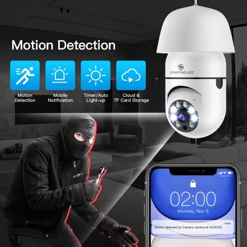5GHz Light Bulb Camera, SYMYNELEC Security Camera - Smart Tech Shopping