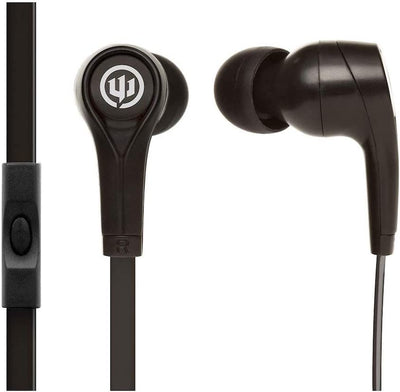 Wicked Audio Drive 900cc Earbuds — Enhanced Bass, Noise Isolating Ear Buds — Microphone and Track Control, Gold-Plated Smart Plug and Flat Cord — Black Earbuds - Smart Tech Shopping