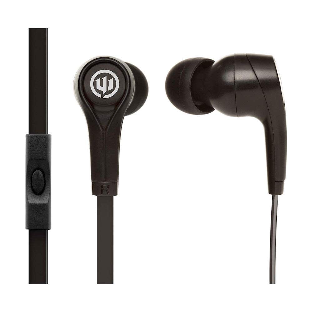 Wicked Audio Drive 900cc Earbuds — Enhanced Bass, Noise Isolating Ear Buds — Microphone and Track Control, Gold-Plated Smart Plug and Flat Cord — Black Earbuds - Smart Tech Shopping