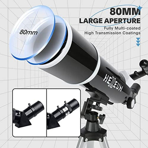 HEXEUM Telescope 80mm Aperture 600mm Fully Multi-Coated for Adults & Beginner Astronomers - Smart Tech Shopping