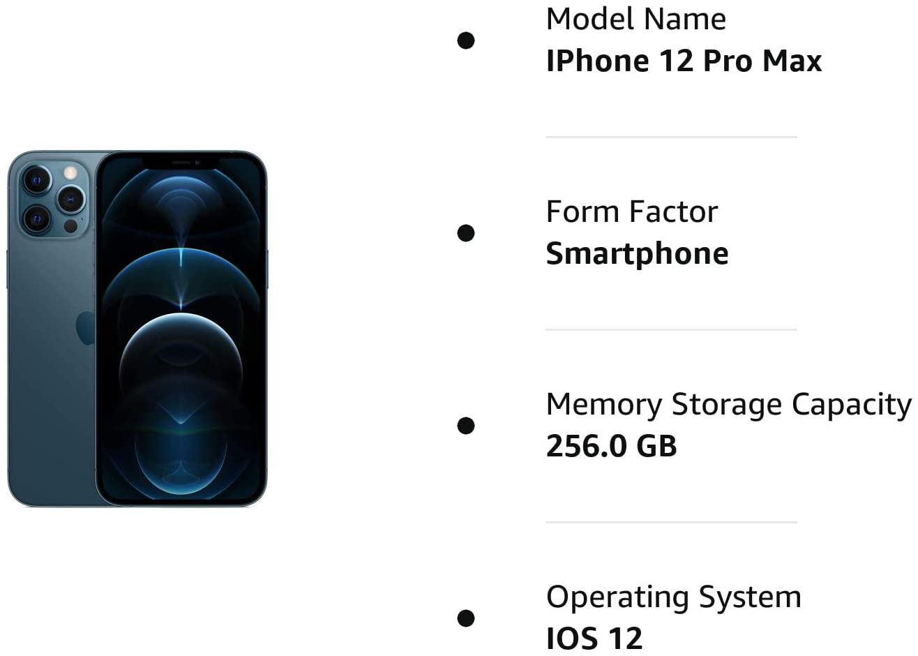 Apple iPhone 12 Pro Max, 256GB, Pacific Blue Unlocked Smart Phone - Smart Tech Shopping