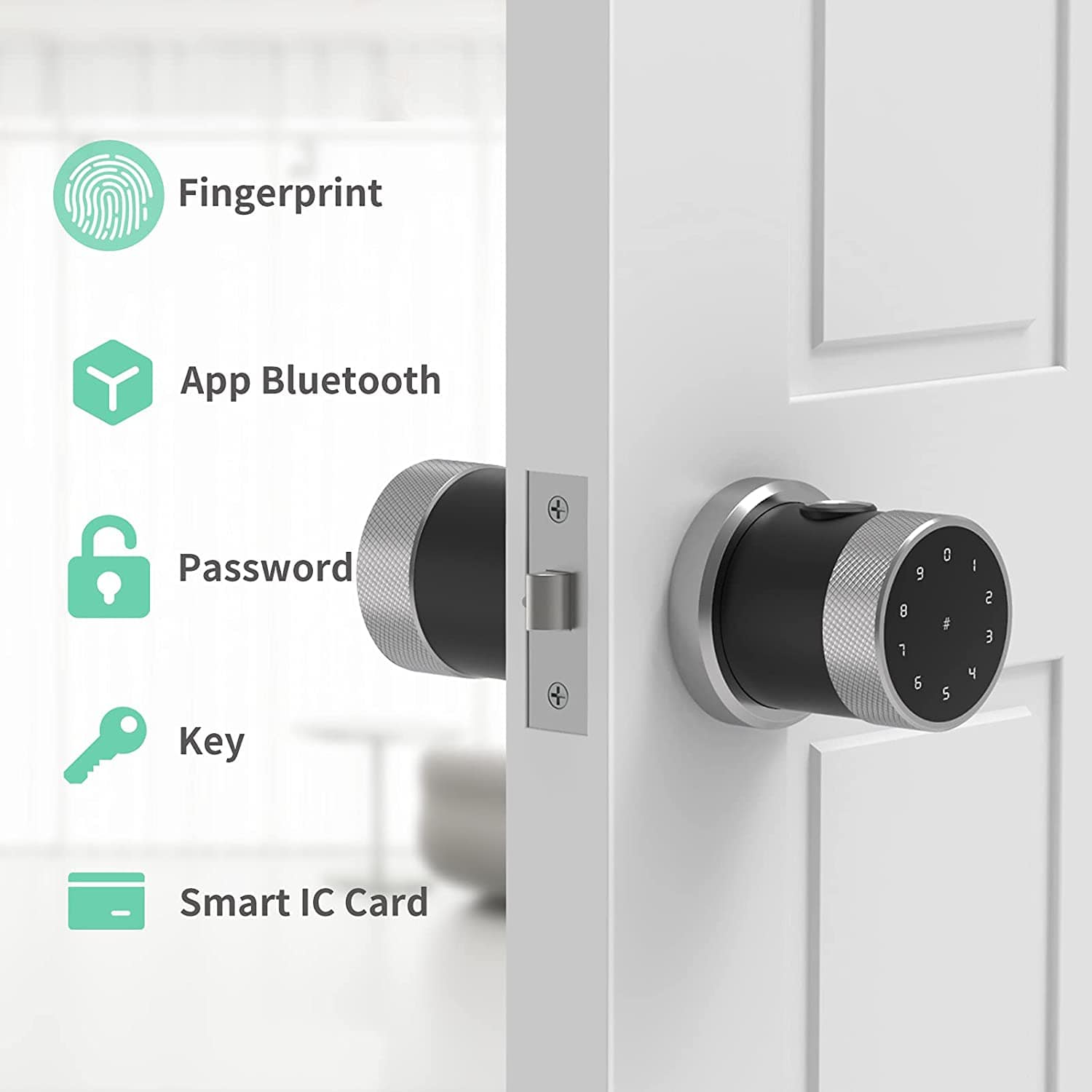 Geek Smart Door Lock - Keyless Fingerprint and Touchscreen Digital Door Lock, Secure Bluetooth, Easy Install, Great for Airbnb, Hotels and Offices, Homes, Apartments- Silver - Smart Tech Shop