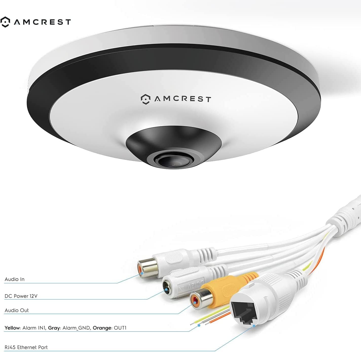 Amcrest Fisheye IP POE Camera, 360° Panoramic 5-Megapixel POE IP Camera with 33ft Night Vision