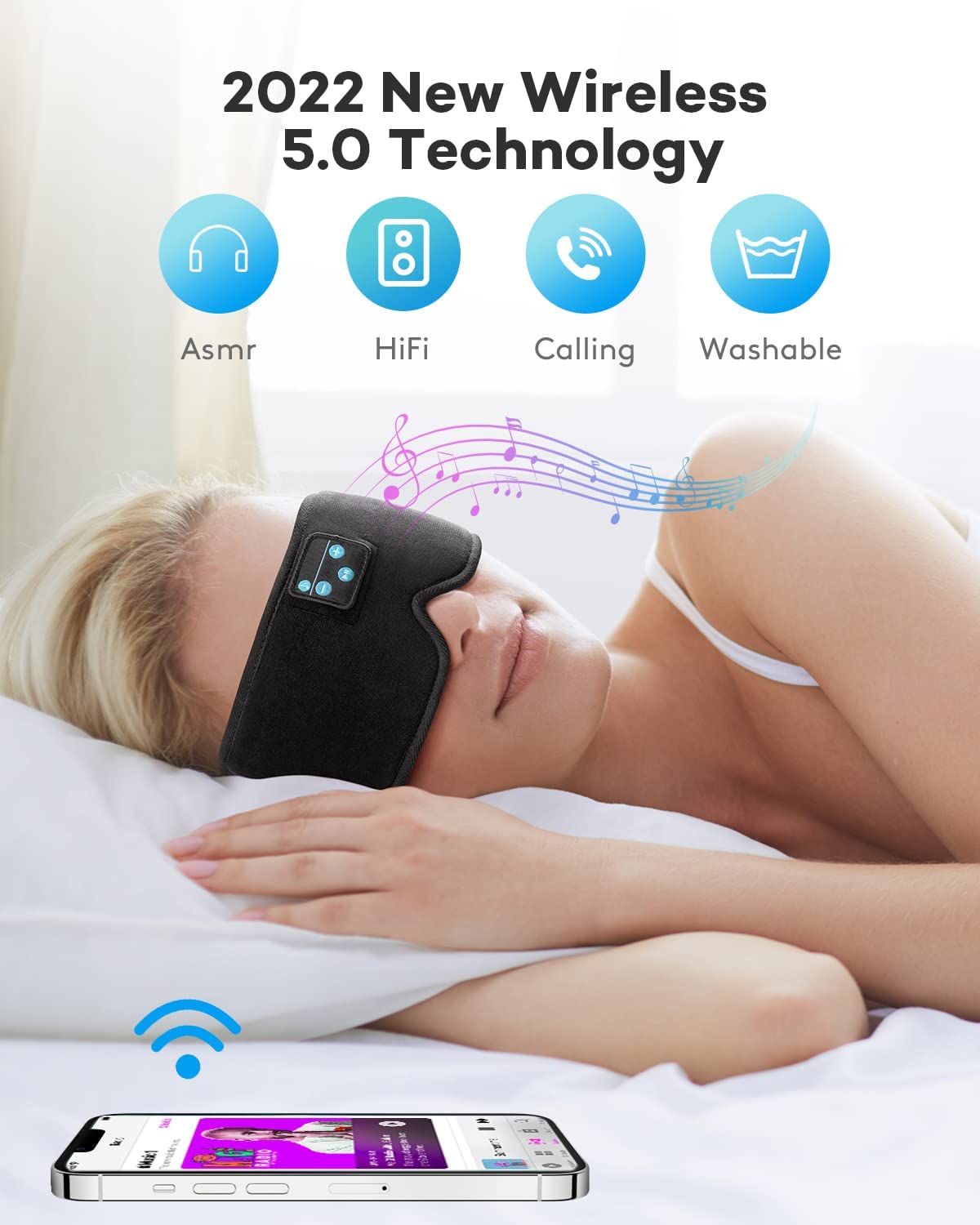 Sleep Headphones, Wireless Bluetooth Music Eye Mask, Ezona 3D Light - Smart Tech Shopping