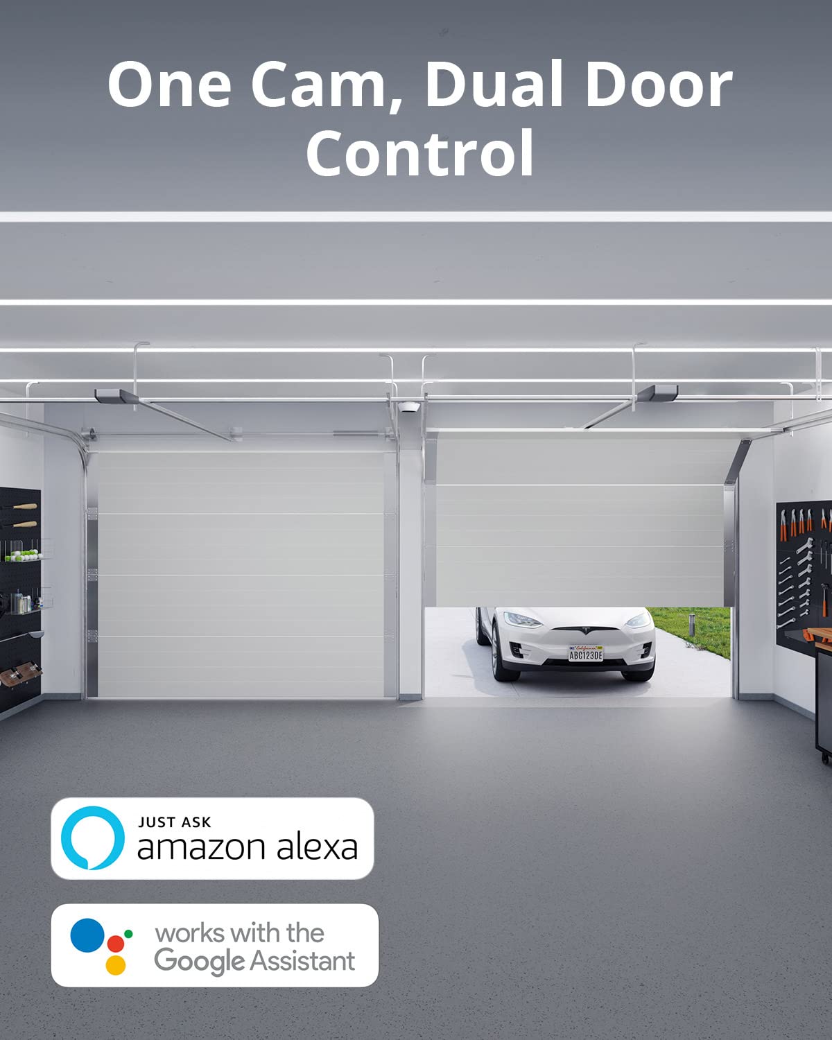 eufy Security Garage-Control Cam E120, Smart Garage-Control Cam Plus with Sensor, 2-Door Control, Detects Open/Close Status, 2K HD, No Monthly Fee, AI Human Detection, 2.4GHz Wi-Fi Only