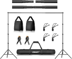 EMART 8.5 x 10 ft Photo Backdrop Stand , Adjustable Photography Muslin Background Support System Stand for Photo Video Studio - Smart Tech Shopping