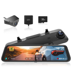 WOLFBOX 4K Mirror Dash Cam 12'' Rear View Mirror Camera for Car Front and Rear with Night Vision, Parking Monitoring - Smart Tech Shopping