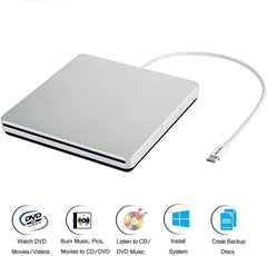 VikTck USB-C Superdrive External DVD/CD Reader and Burner, Latitude with USB-C Port Plug and Play(Silver)