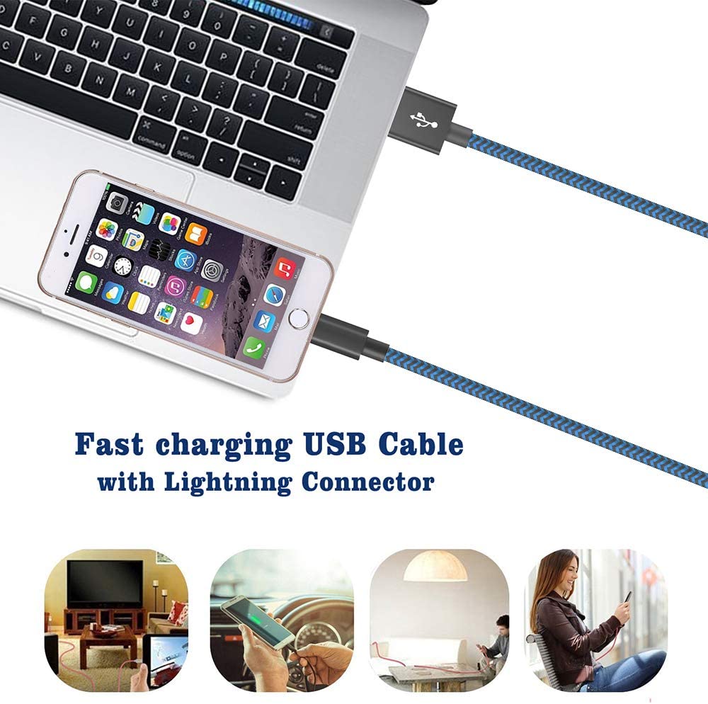 iPhone Charger Cable, 3Pack 10ft Nylon Braided High Speed USB Charging Cord - Smart Tech Shopping