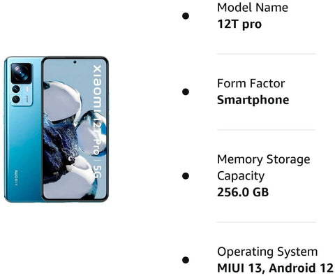 Xiaomi 12T PRO 5G + 4G LTE (256GB+8GB) Unlocked Smart Phone - Smart Tech Shopping