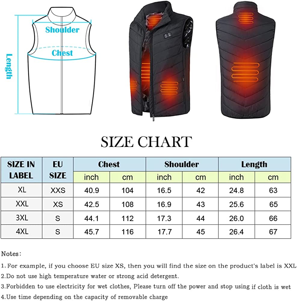 Insulated Heated Vest, Unisex Slim Fit Heated Coat Waistcoat Rechargeable USB Electric Heating Winter Vest - Smart Tech Shopping