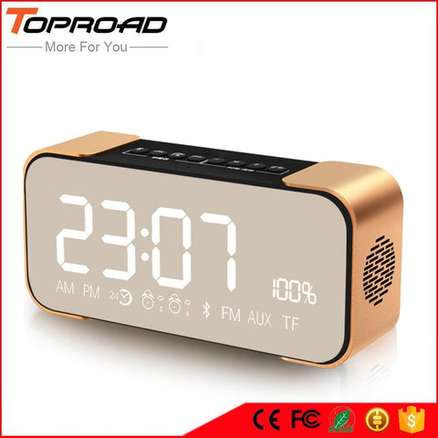 TOP ROAD Portable Bluetooth Speaker Stereo Bass boombox LED Display Support Handsfree Mic FM Alarm Clock TF - Smart Tech Shopping